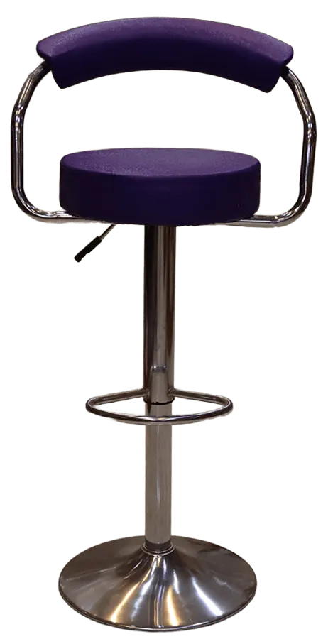 High bar stool, leather x metal, purple