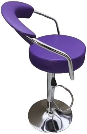 High bar stool, leather x metal, purple