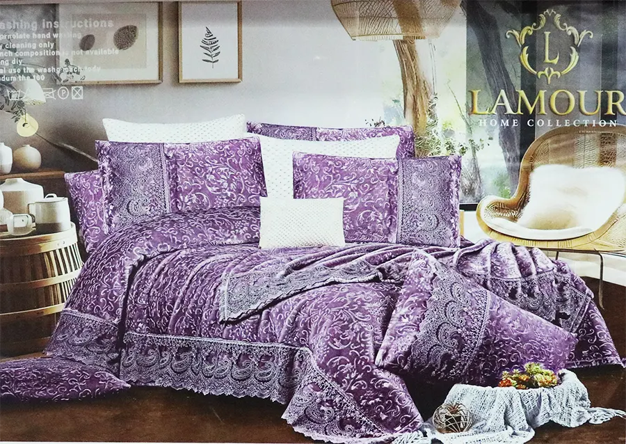 Ronza Bear Velvet Bedspread, 4 pieces, size 250X225 cm, multiple colors