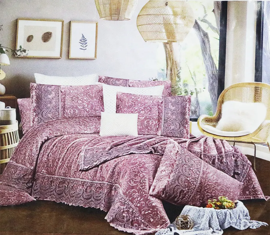 Ronza Bear Velvet Bedspread, 4 pieces, size 250X225 cm, multiple colors