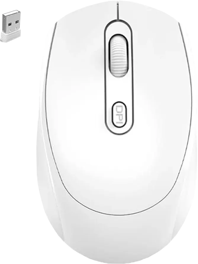 GigaMax Plus Wireless Mouse, Rechargeable, 3200 DPI, 4 Buttons, White, GM-15