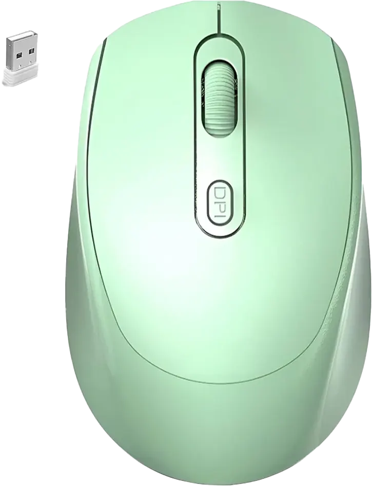 ماوس لاسلكي  جيجا ماكس بلس، قابل للشحن، 3200 نقطة فى البوصة، 4 أزرار، أخضر، GM-15