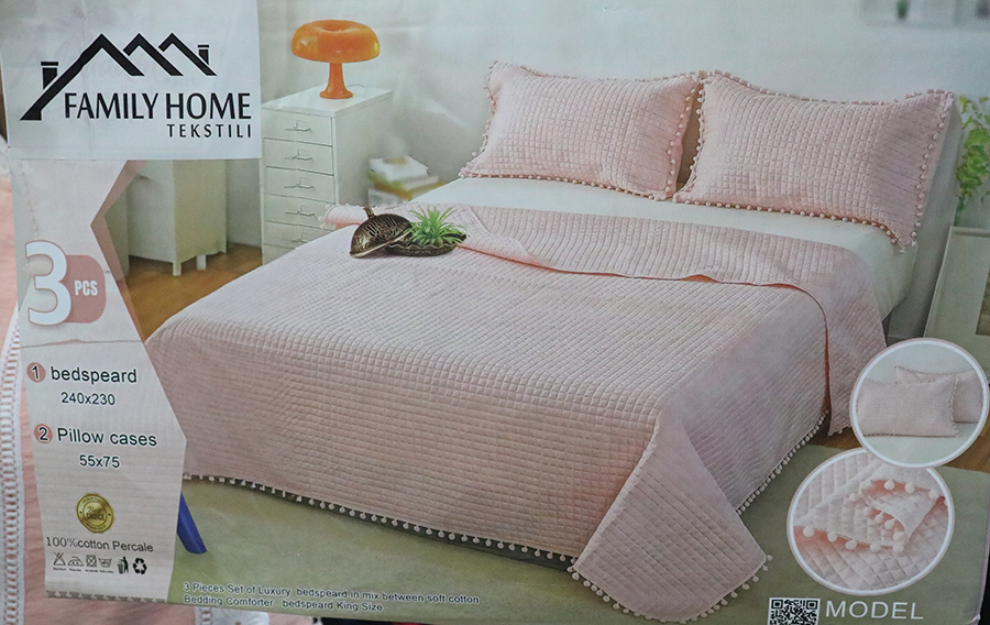 Beko Fiber Handmade Blanket, 3 Pieces, Size 230*240 Cm, Pink.