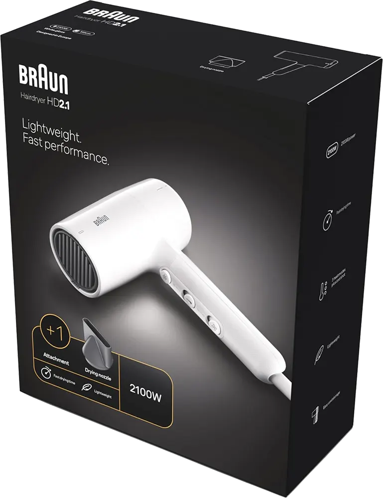 استشوار شعر براون سيلك ابيل، 2100 وات، 3 إعدادات حرارة، 2 سرعة، أبيض، BRHD210E (بضمان تك مي)