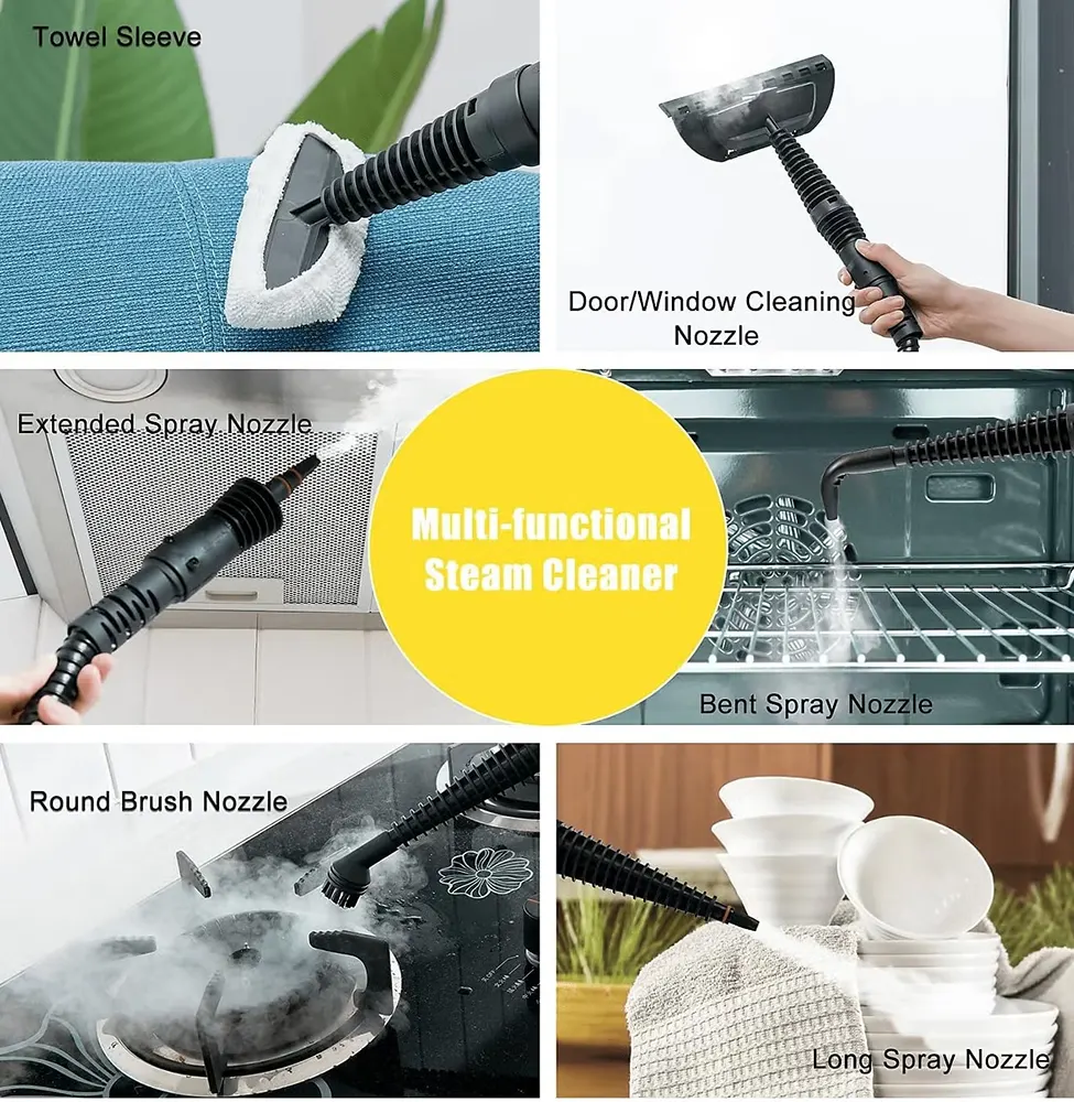 جهاز تنظيف بالبخار 10 في 1 من جاماكي، 1000 وات، خزان سعة 350 مل، أصفر، JMK1607