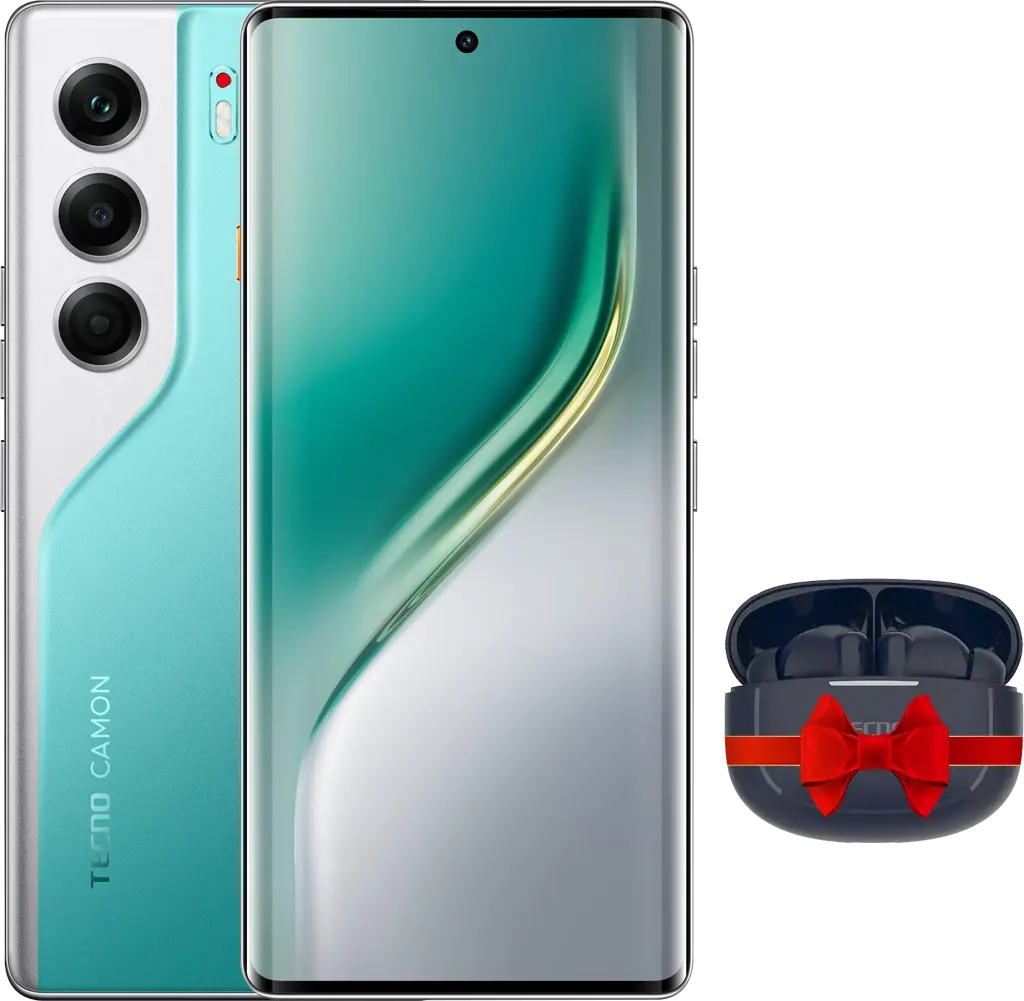 Tecno Camon 40 Pro Dual SIM, 256GB Memory, 12GB RAM, 5G, Emerald Lake Green + Tecno Buds 4 Air