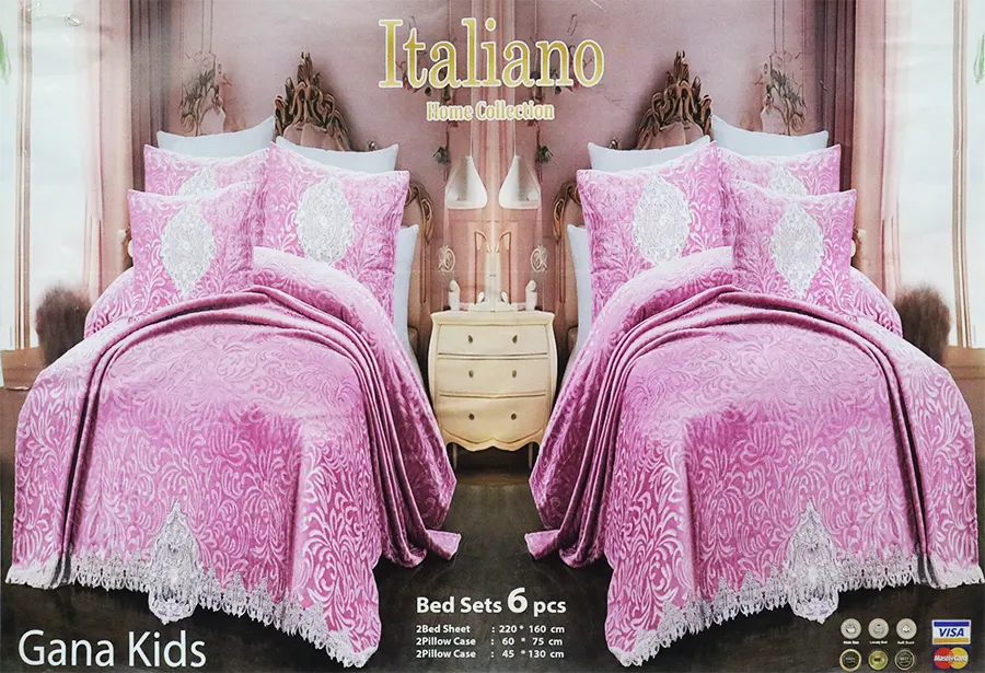 Romantic children's velvet bedspread, 6 pieces, size 220X160, multi-colored