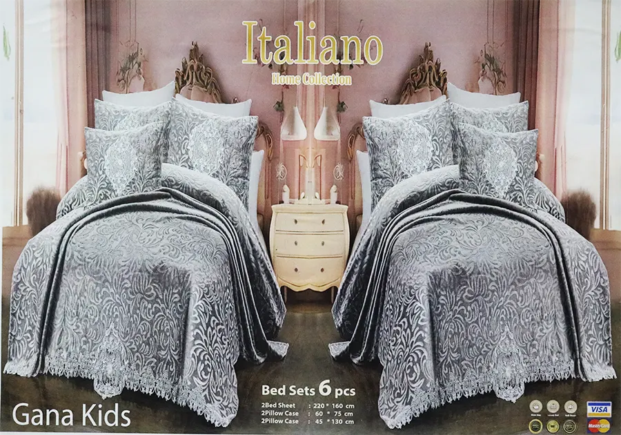 Romantic children's velvet bedspread, 6 pieces, size 220X160, multi-colored