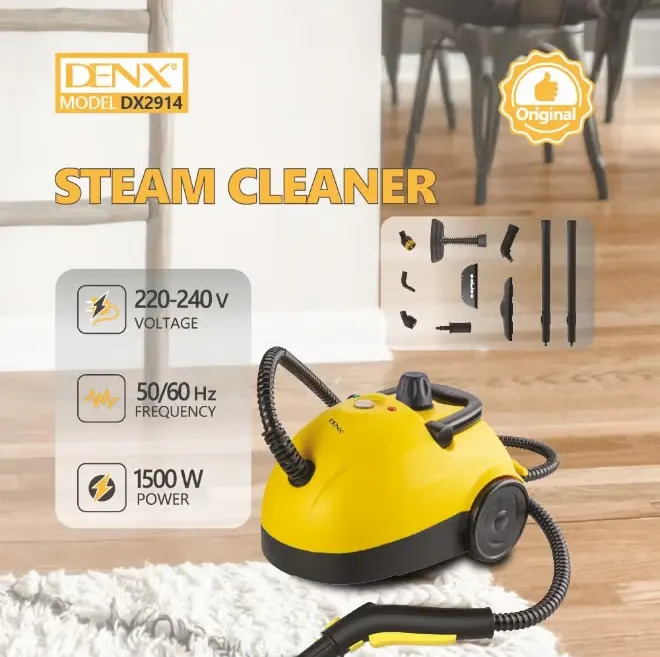 جهاز تنظيف بالبخار متعدد الأستخدامات من دينكس، 1500 وات، خزان سعة 1.2 لتر، 3.5 بار، ملحقات متعددة، أصفر، dx2914