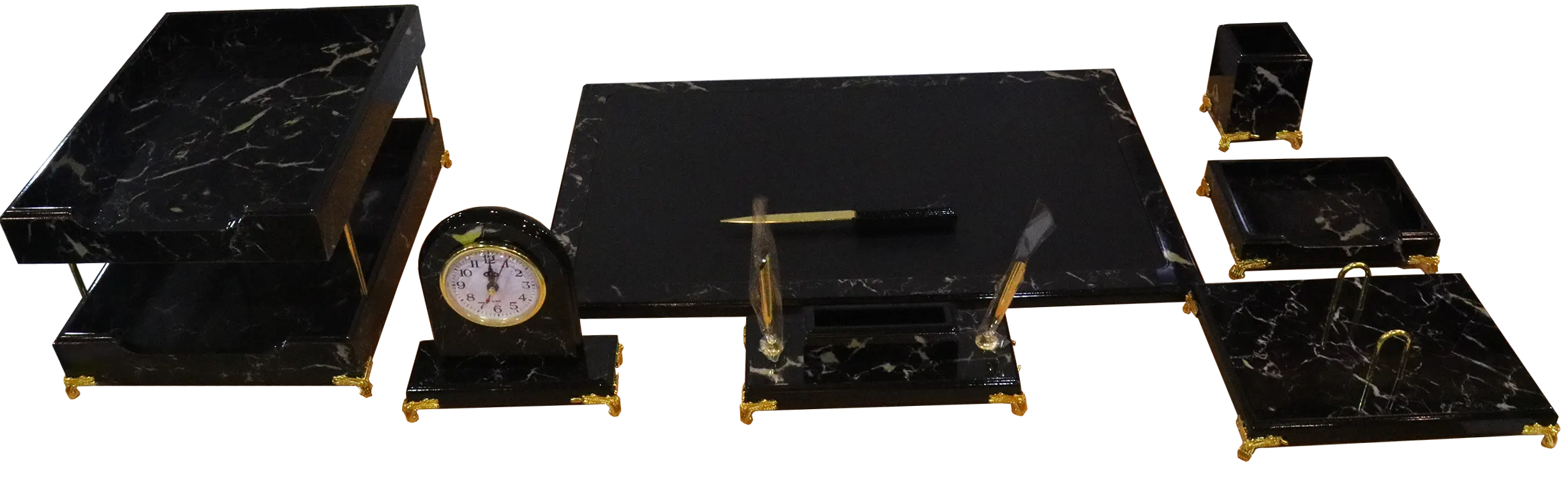 طقم مكتب خشب ، مكون من 8 قطع ، أسود رخامي، 658 K-MAX BS