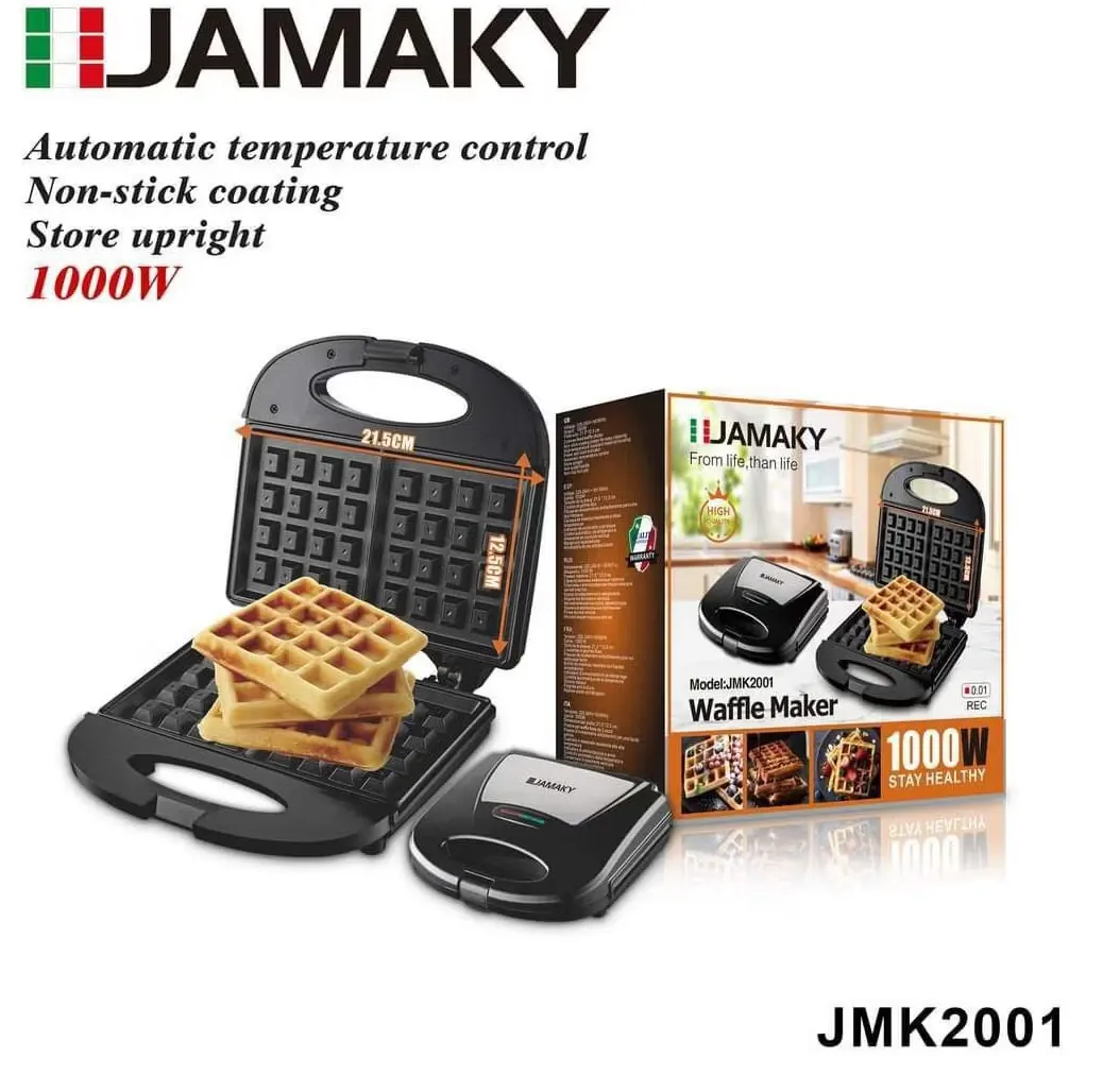 ماكينة صنع الوافل من جاماكي، 1000 واط، أسود، JMK2001