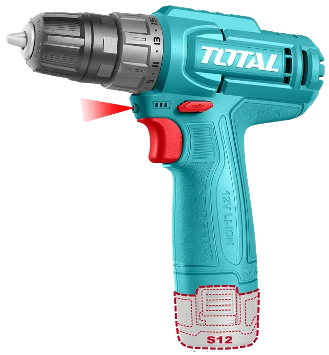 Total Tools Cordless Drill, 12V, with 1 Type-C Battery  20Nm, TDLI12456