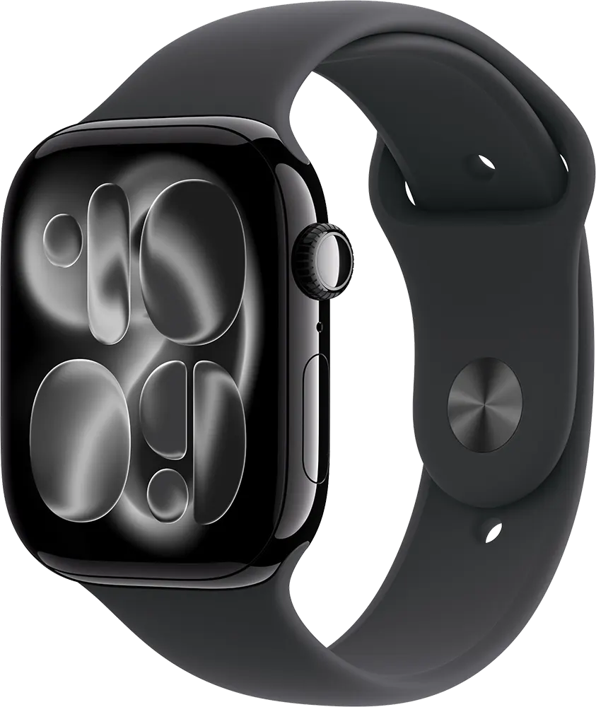 ساعة ابل سيريس 11، 46 مم، شاشة OLED، (GPS)، مقاومة للماء، هيكل من الألومنيوم، أسود