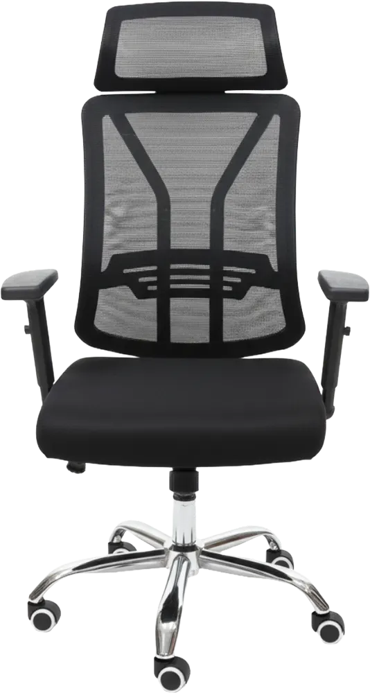كرسي مكتب هيدروليك، ظهر مرتفع مع مسند رأس، ظهر شبكي، يد متحركة، أسود، MN-171A
