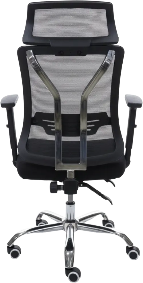 كرسي مكتب هيدروليك، ظهر مرتفع مع مسند رأس، ظهر شبكي، يد متحركة، أسود، MN-171A