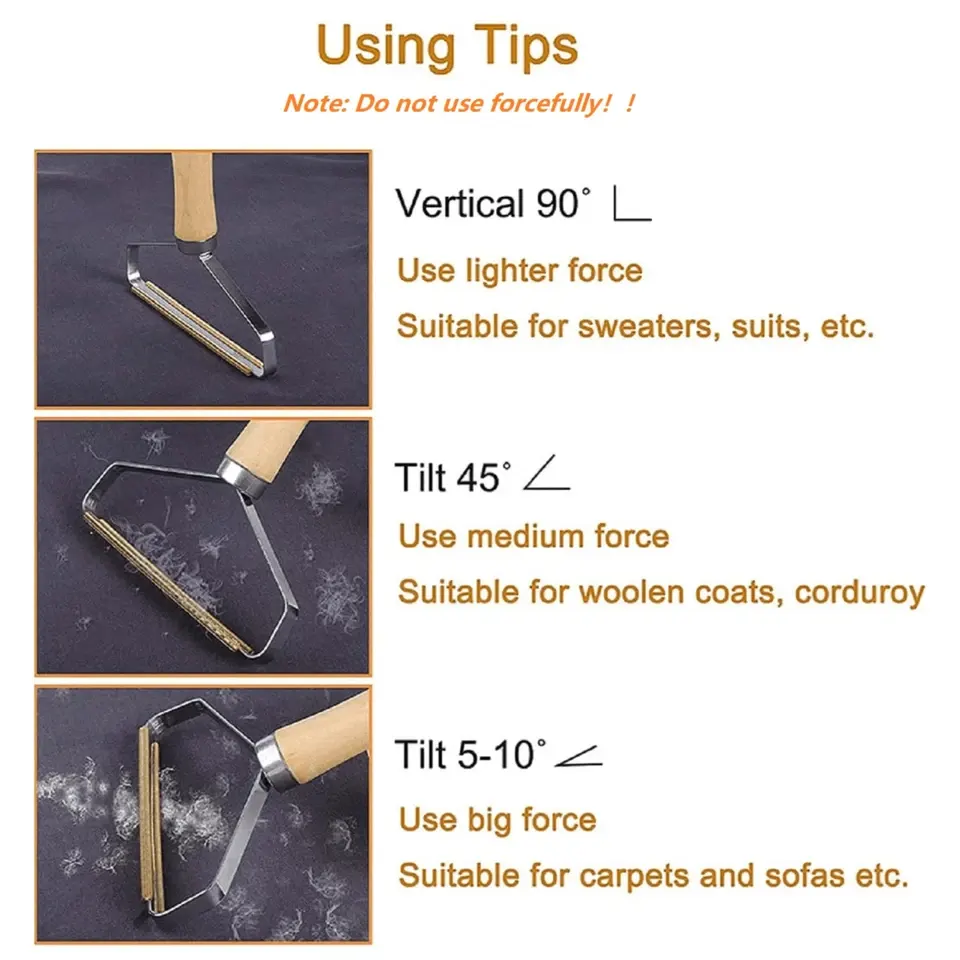 Pet hair and lint remover, wooden handle, 41-6