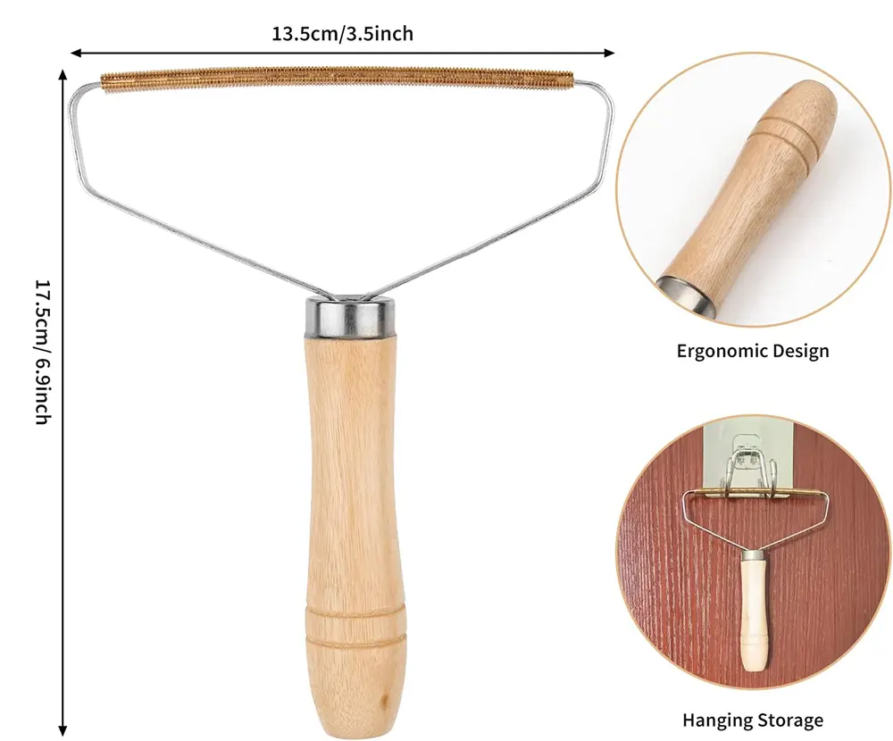 Pet hair and lint remover, wooden handle, 41-6