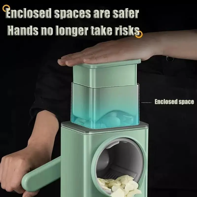 قطاعة خضروات متعددة الوظائف، 2 شفرات تقطيع وشفرة مبشرة، أخضر، 125226