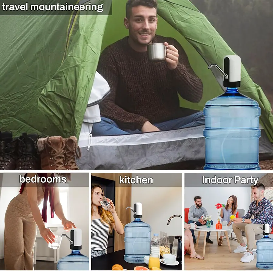 Electronic water bottle pump, rechargeable