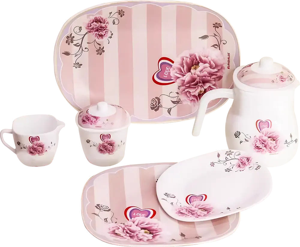 طقم اركوبال الأندلس مربع  60 قطعة، لون بينك، موديل 2806