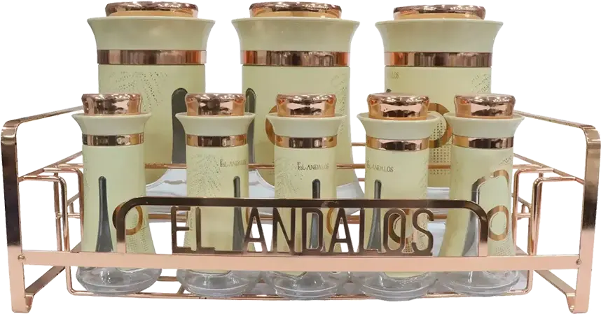 طقم توابل من الاندالس ، اصفر، 8 قطع + حامل معدني ، 05