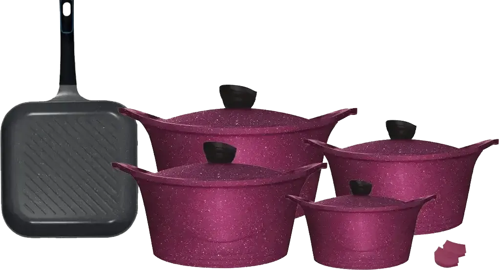 Glory Luxe granite cookware set, 11 pieces, plum