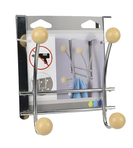 Metal Hanger With Wooden Core, 2 Hooks, 8744