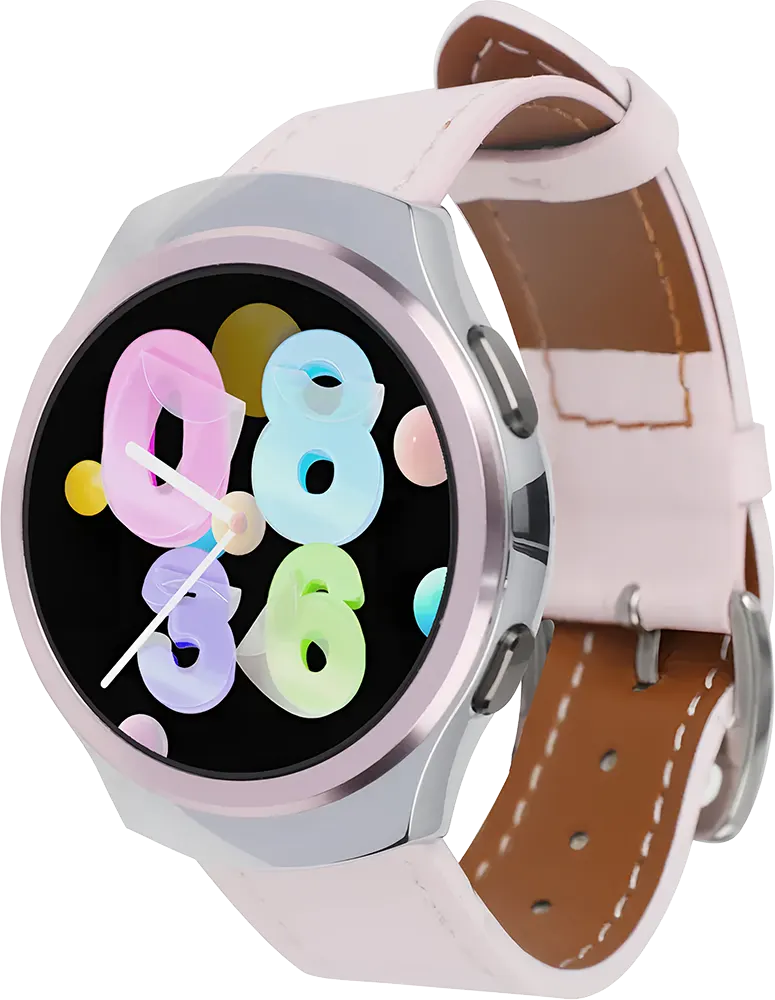 ساعة ذكية SGW-S من سمارت جيت، شاشة لمس OLED مقاس 1.28 بوصة، بلوتوث V5.3، مقاومة للماء IP68، بطارية 200 مللي أمبير، حزام جلد، لون وردي