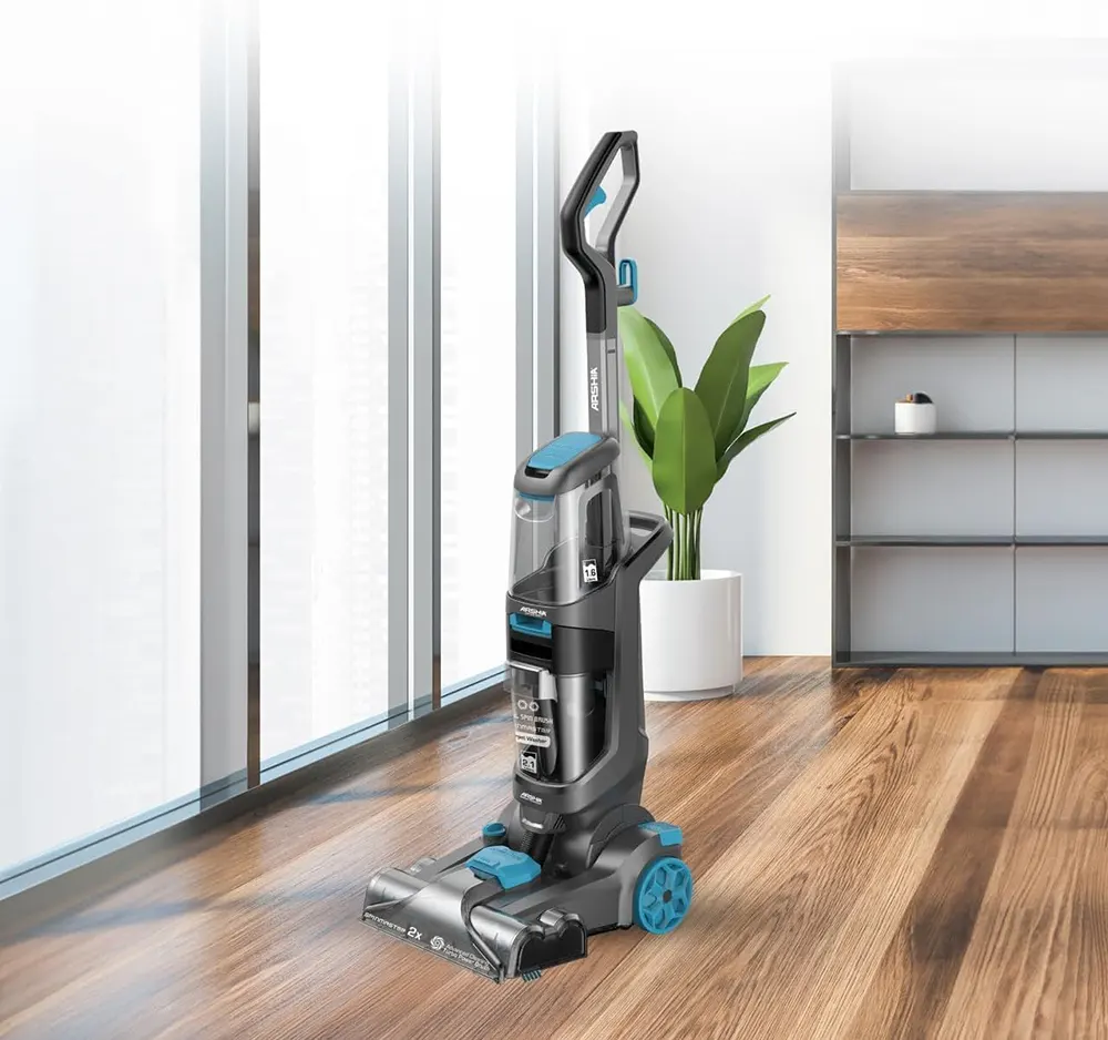 مكنسة وممسحة لغسيل السجاد من أرشيا، 800 وات، خزان مياه سعة 2.1 لتر، رمادي*أزرق، CW128-3061