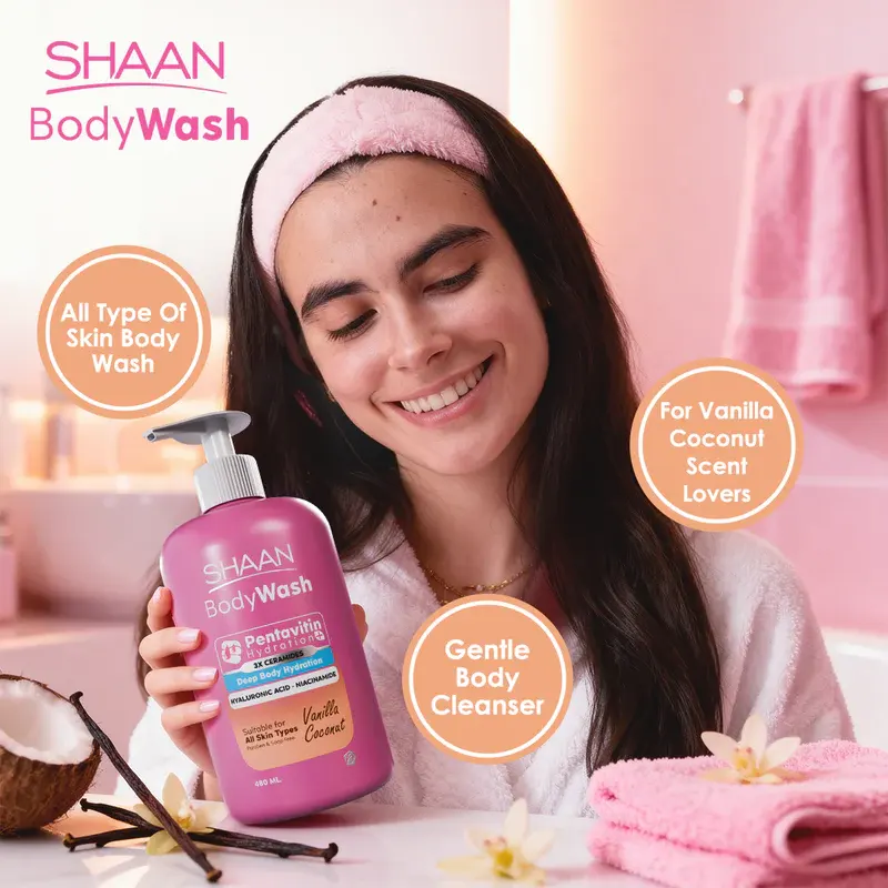 غسول الجسم بالفانيليا وجوز الهند من شان، 480 مل