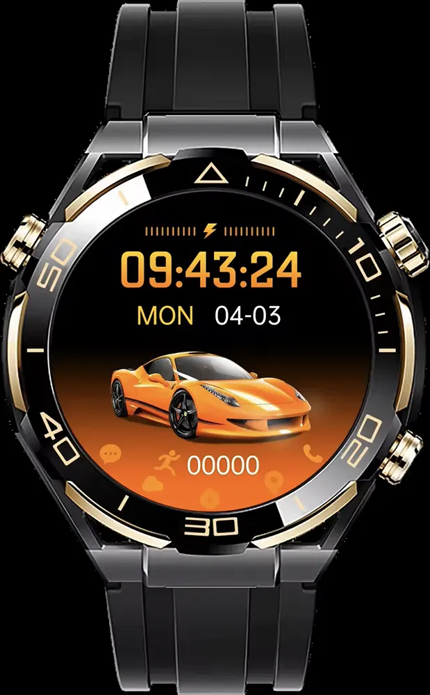 ساعة هاينو تيكو الذكية، شاشة AMOLED مقاس 1.43 بوصة، مقاومة للماء، عمر بطارية يصل إلى 5 أيام، 3 أحزمة، الأسود، RW-68