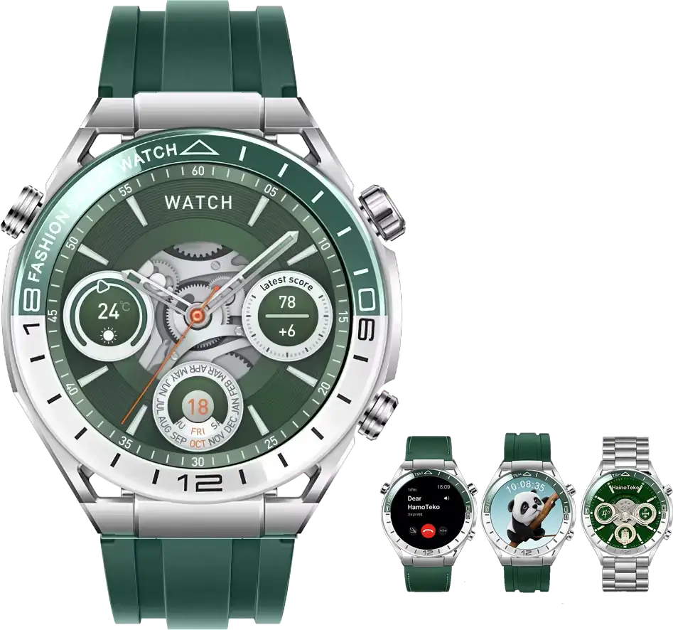 ساعة هاينو تيكو الذكية، شاشة AMOLED مقاس 1.43 بوصة، مقاومة للماء، 3 أحزمة، ألوان متعددة، RW-67