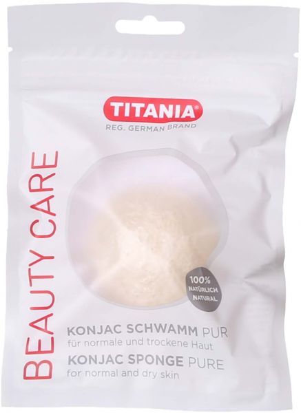 أسفنجة الكونجاك الطبيعي لتنظيف وتقشير الوجه من تيتانيا، مناسبة لجميع أنواع البشرة، أبيض 2980