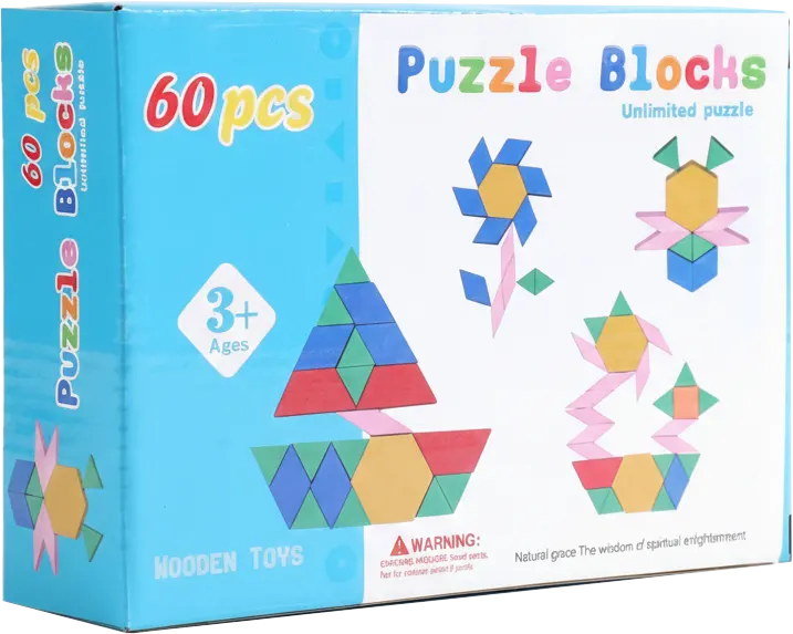 Wooden mosaic puzzle, 60 pieces, assorted shapes, 3033