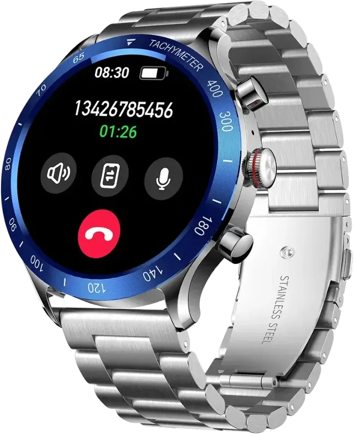 Riversong Motive 9 Max Smart Watch, 1.43 in AMOLED Display, Water Resistant, Stainless Strap, Silver, SW903