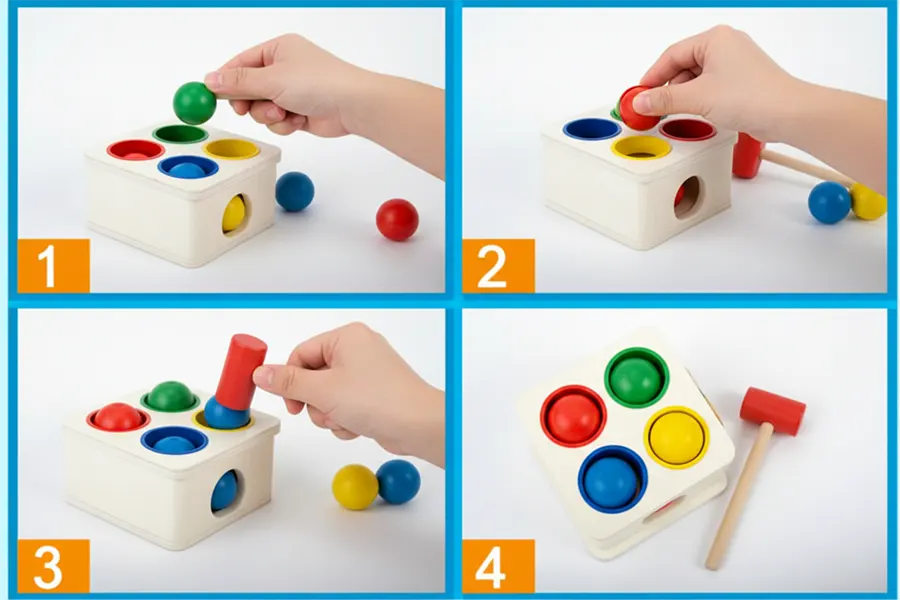 Baby Hammer, 4 Colored Balls, 1015