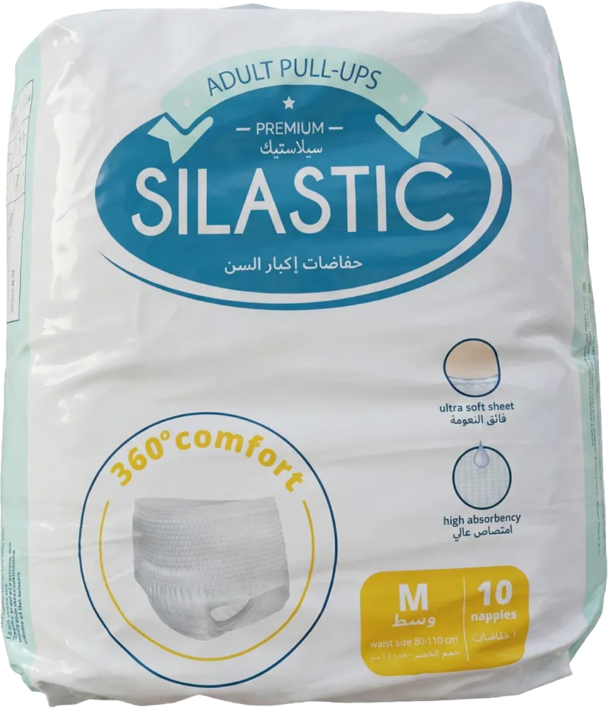 حفاضات سيلاستيك شورت لكبار السن، مقاس وسط 80-110 سم، 10 قطع