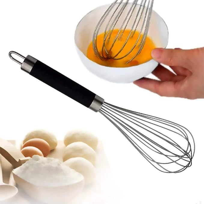Stainless Steel Egg Whisk, Black Handle, 12 Inches, 134