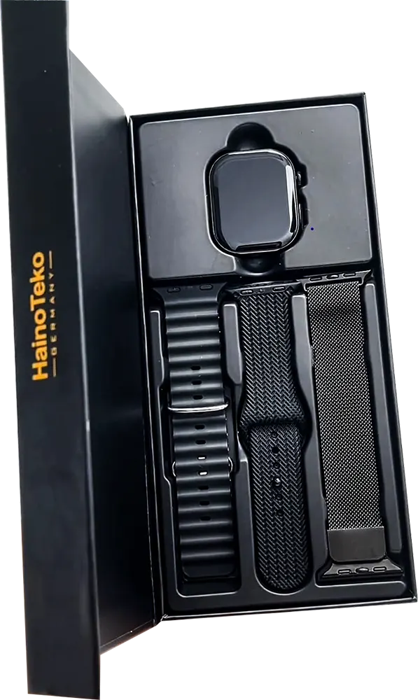 ساعة هاينو تيكو الذكية، شاشة AMOLED مقاس 1.81 بوصة، مقاومة للماء، 3 أحزمة، أسود، SQ-13