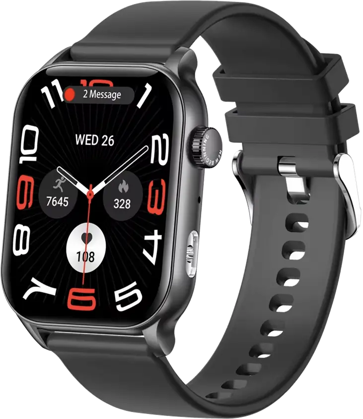 ساعة ذكية من تشويتيك ، شاشة AMOLED مقاس 1.95 بوصة، مقاومة للماء، لون أسود، WT020-BK