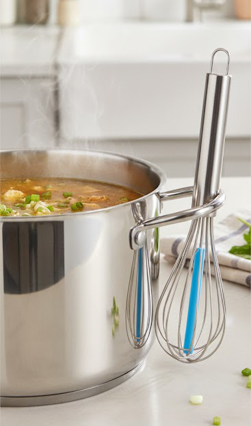 10-inch Egg Beater, Stainless Steel And Silicone, Blue