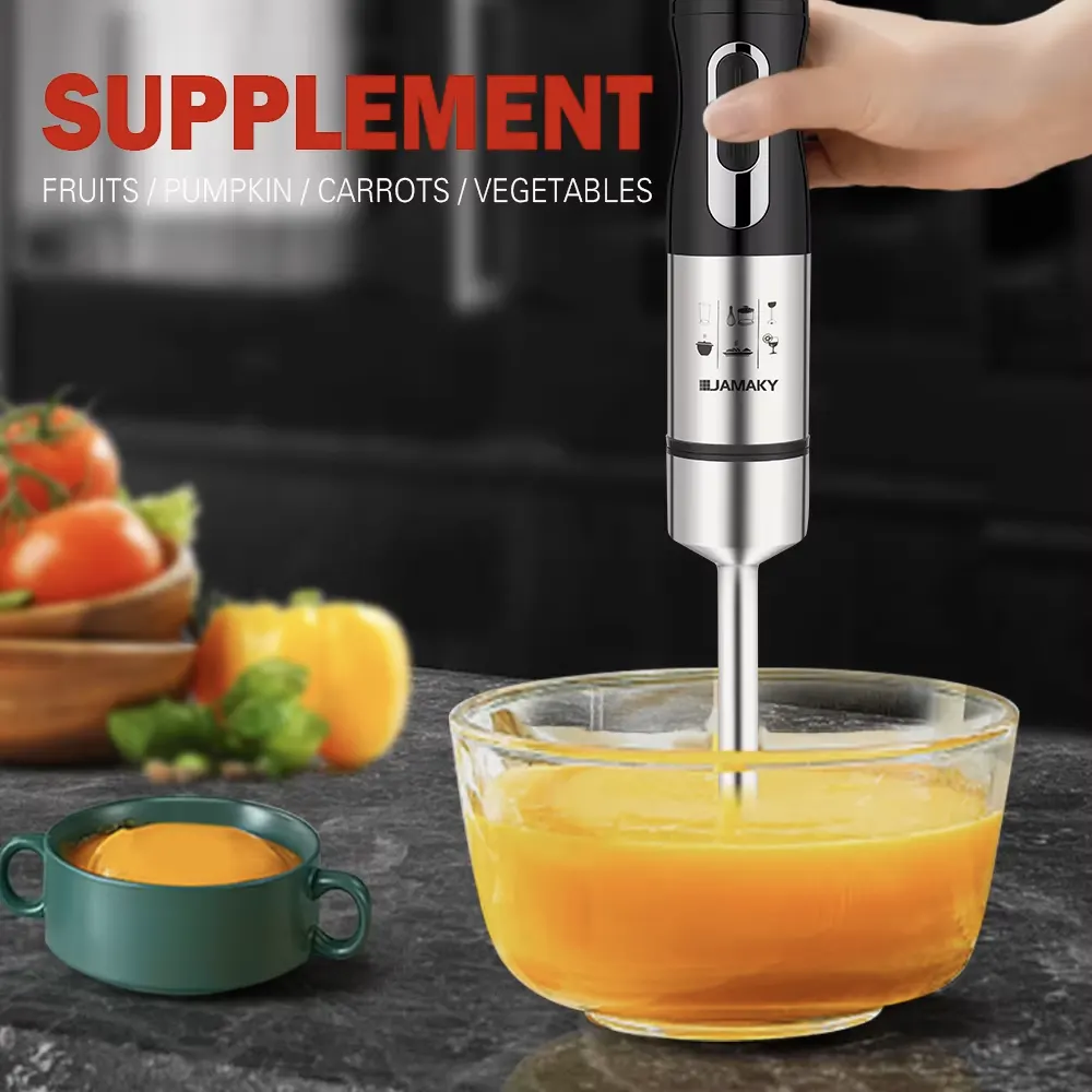 Jamaky Hand Blender, 2000 Watts, 2 Speeds, 2 Stainless Steel Blades, Black * Silver, JMK3007