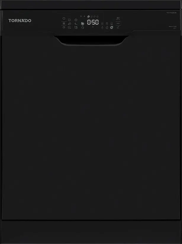 Tornado Dishwasher , 12 Place Settings, 60 Cm , 8 Programs , Digital Display , Black , TDV-FN128CBK