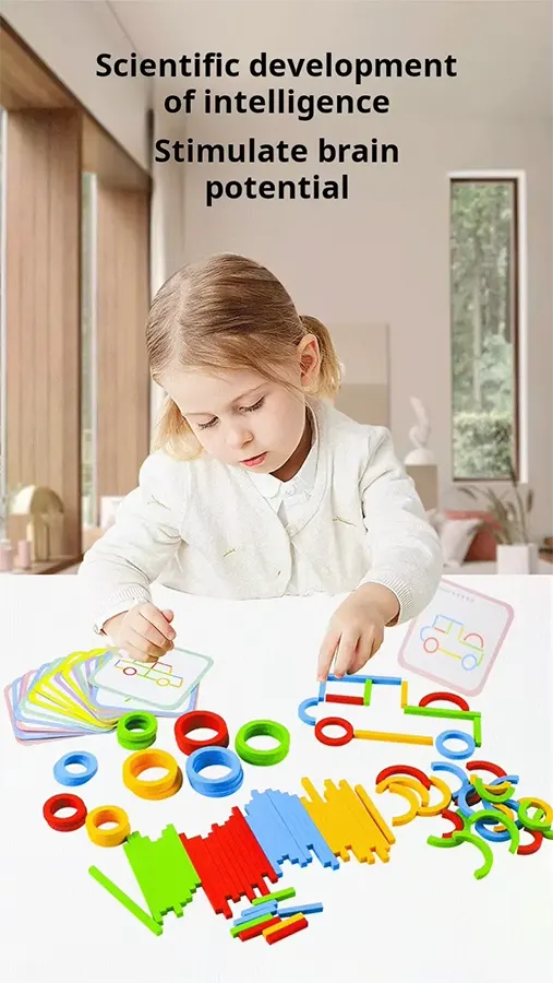 Wooden shapes with matching cards, 3023