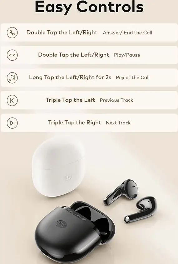 سماعات أذن لاسلكية أيتل بودز 7، بلوتوث 5.3، ENC، تشغيل حتى 35 ساعة، أبيض