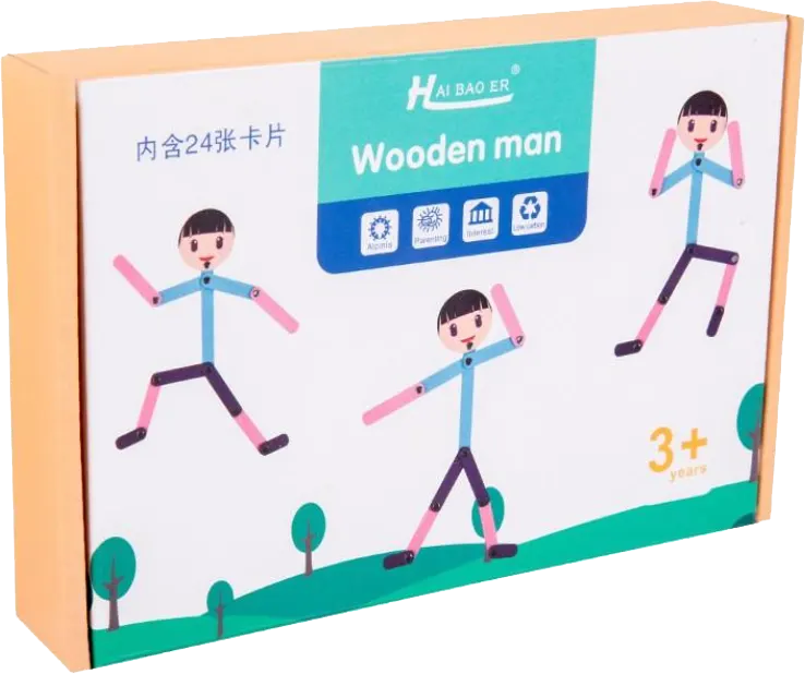 Wooden mannequin with cards for designing shapes, 3013