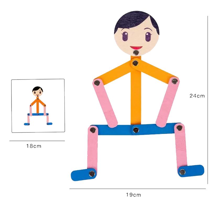 Wooden mannequin with cards for designing shapes, 3013