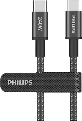 Philips Fast Charging and Data Transfer Cable, 240W, 1m, Type-C to Type-C, Black, DLC7030C