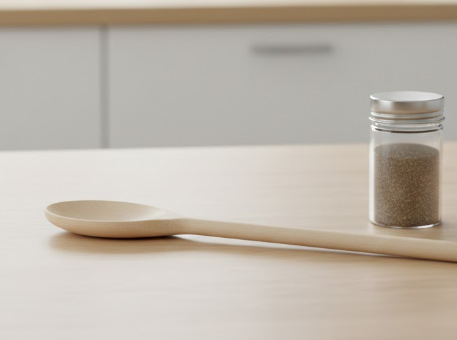 طقم معالق توابل خشب مسطحه ، 6 قطع