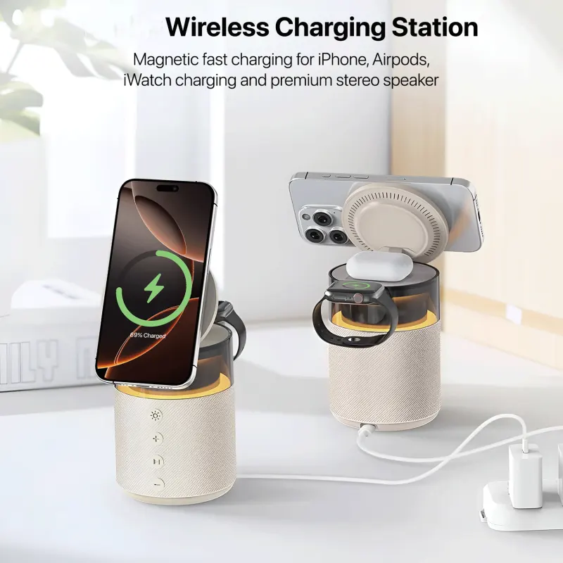 Richie 5-in-1 Speaker, Bluetooth 5.3, Wireless Charging Support, 15W, LED Light, Phone Holder, RCW-51